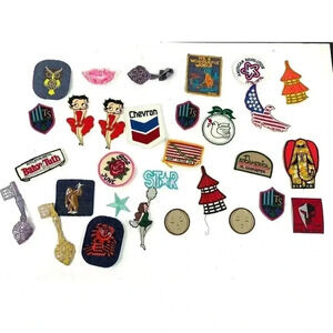30 PC Assorted Sewing Applique Patches Iron on Sew On NEW Mixed Vintage